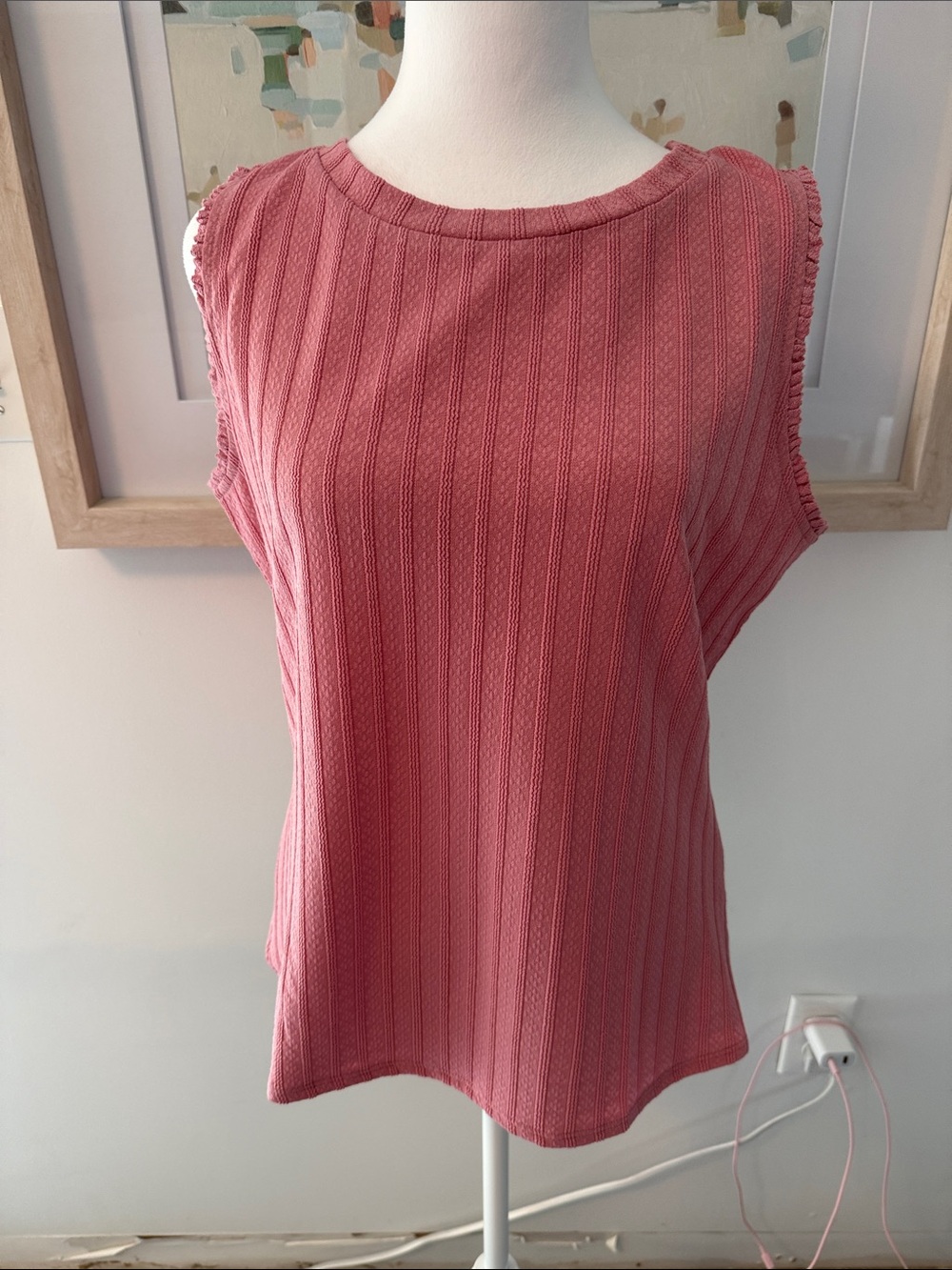 NWT 🌸 Doe & Rae Ribbed Knit Tank in Rose Size Large